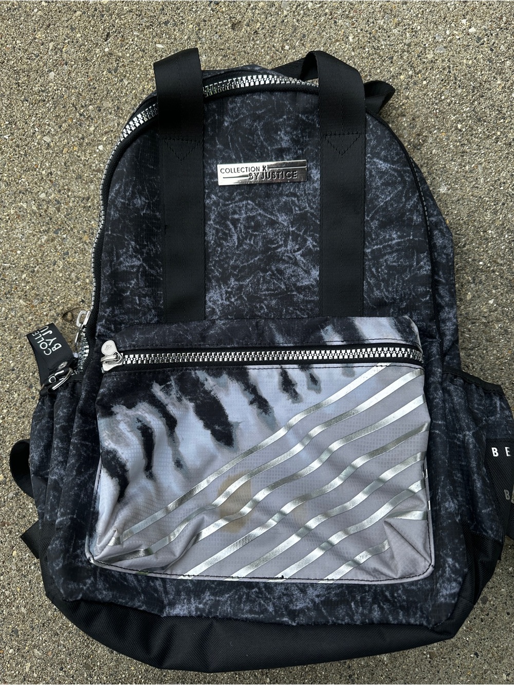 Justice Black Backpack with Branded Straps
